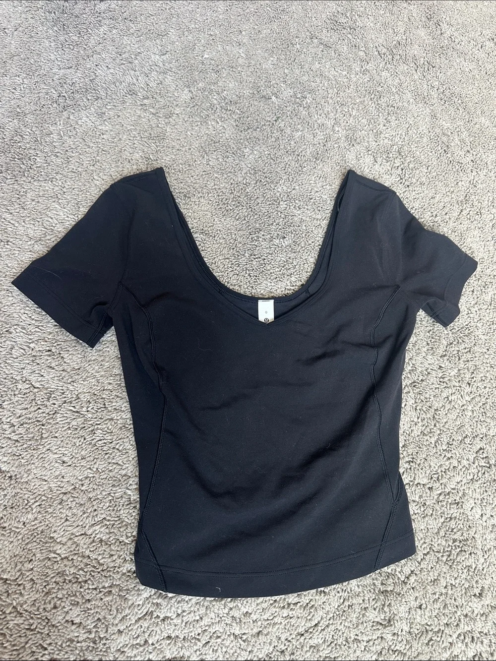 lululemon athletica Black Scoop Neck Short Sleeve Top